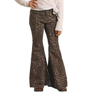 Leopard Print Girls Bargain button bell Jeans